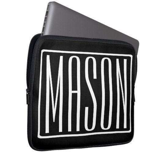 Fett und modern Ihr Name oder Wort | Schwarz weiß Laptopschutzhülle (Vorne Rechts)