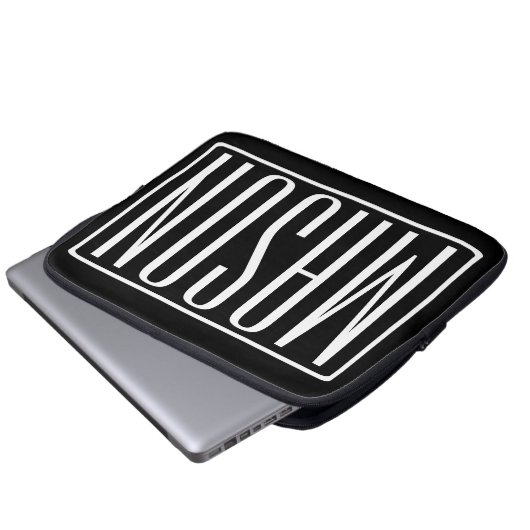 Fett und modern Ihr Name oder Wort | Schwarz weiß Laptopschutzhülle (Vorne Knopf)