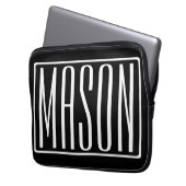 Fett und modern Ihr Name oder Wort | Schwarz weiß Laptopschutzhülle (Vorderseite Links)