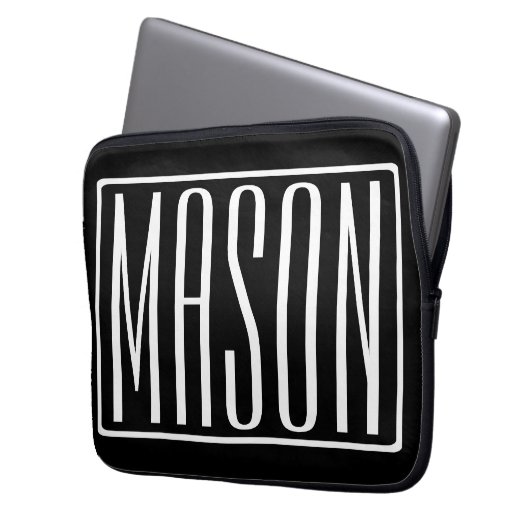 Fett und modern Ihr Name oder Wort | Schwarz weiß Laptopschutzhülle (Vorderseite Links)