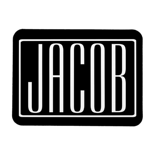 Fett und modern Ihr Name oder Wort | Schwarz weiß Magnet (Horizontal)