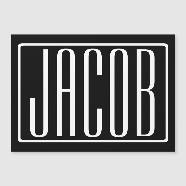 Fett und modern Ihr Name oder Wort | Schwarz weiß Magnetkarte (Vorderseite)