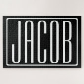 Fett und modern Ihr Name oder Wort | Schwarz weiß Puzzle (Horizontal)