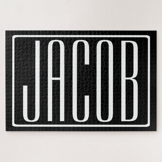 Fett und modern Ihr Name oder Wort | Schwarz weiß Puzzle (Horizontal)