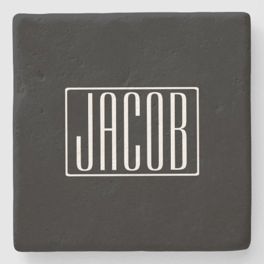 Fett und modern Ihr Name oder Wort | Schwarz weiß Steinuntersetzer (Vorderseite)