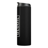 Fett und modern Ihr Name oder Wort | Schwarz weiß Thermosbecher (Nach rechts gedreht)