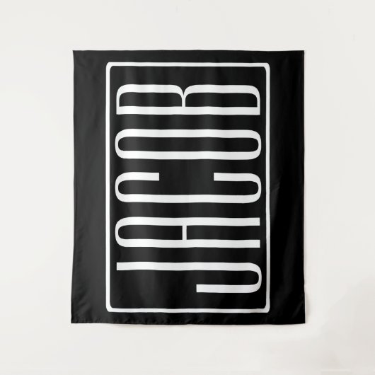 Fett und modern Ihr Name oder Wort | Schwarz weiß Wandteppich (Vorderseite)