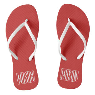 Fett und modern Ihr Name oder Wort White on Red Badesandalen