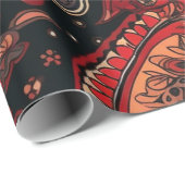 Fett und schön rotes Paisley Muster Geschenkpapier (Rolleneckpunkt)