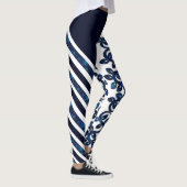 Fett und schön Weiß und Blau Design Leggings (Rechts)