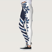 Fett und schön Weiß und Blau Design Leggings (Links)