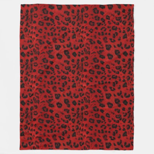 Fett und warm: Roter und schwarzer Leopard Fleecedecke (Vorderseite)
