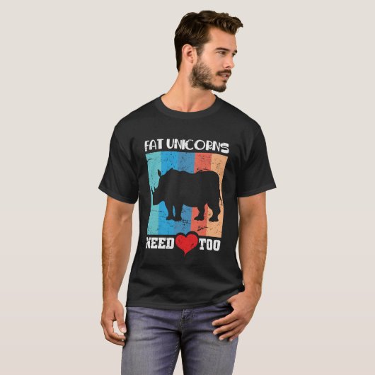 Fett Unicorn Need Liebe to Funny Rhino T-Shirt (Vorne ganz)