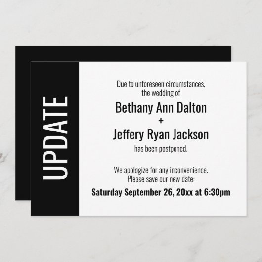 Fett Update Zurückgestellt Hochzeitsankündigung Einladung (Vorne/Hinten)