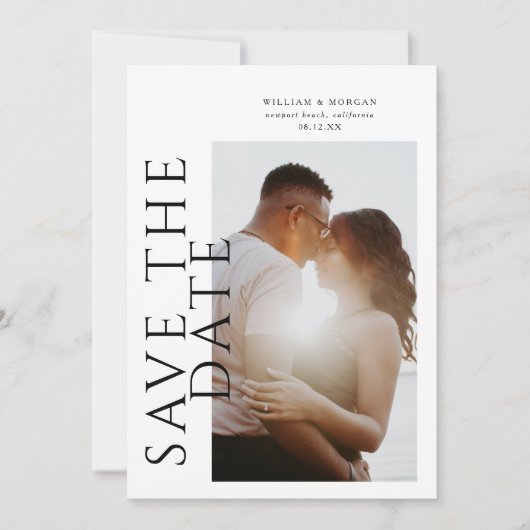 Fett vertikaler Typ Moderne Foto Hochzeit Rettete Save The Date (Vorderseite)
