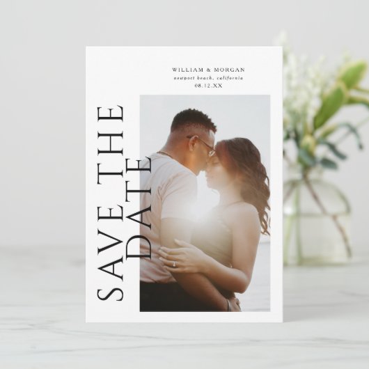 Fett vertikaler Typ Moderne Foto Hochzeit Rettete  Save The Date (Stehend Vorderseite)