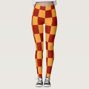 Fett Vibrant Sportlich Scharlachrot & Gold Karomus Leggings