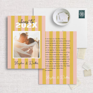 Fett & Vornehm Italienischer Streifen Neujahrsfoto Feiertagskarte