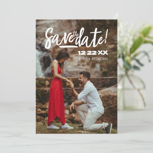 Fett Vorschlag Vollständiges Foto-Design mit moder Save The Date (Stehend Vorderseite)