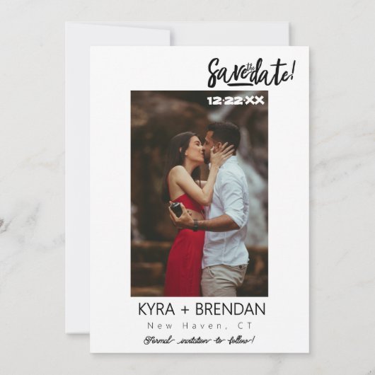 Fett Vorschlag Vollständiges Foto-Design mit moder Save The Date (Rückseite)