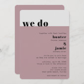 Fett "We Do" Light Mauve Wedding Einladung (Vorne/Hinten)