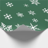 Fett weiße Schneeflocken Dunkles Leaf Green, Urlau Geschenkpapier (Ecke)