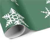 Fett weiße Schneeflocken Dunkles Leaf Green, Urlau Geschenkpapier (Rolleneckpunkt)