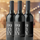 Fett weißes Datum Save the Date schwarz Weinetikett