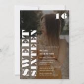 Fett weißes Foto süß 16 Geburtstag Einladung (Vorderseite)