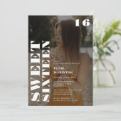 Fett weißes Foto süß 16 Geburtstag Einladung (Stehend Vorderseite)