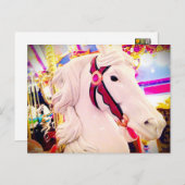 Fett weißes Karussell Rosspferd Foto Postkarte (Vorne/Hinten)