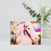 Fett weißes Karussell Rosspferd Foto Postkarte (Stehend Vorderseite)