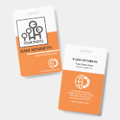 Fett weißes Orange Blocks Unternehmen Mitarbeiter  Ausweis (Front & Back)