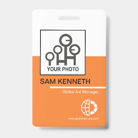 Fett weißes Orange Blocks Unternehmen Mitarbeiter  Ausweis (Front)