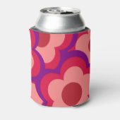 Fett weißes rot-rosa-florales Retro, preppy Dosenkühler (Kanne Rückseite)