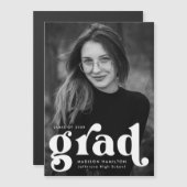 Fett weißes Typografie Foto Abschluss Magneteinladung (Vorne/Hinten)