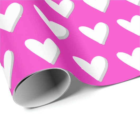 Fett White Hearts Geschenkwrap Geschenkpapier (Rolleneckpunkt)