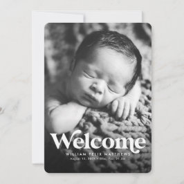 Fett willkommene blaue Geburtsankündigung Ankündigung