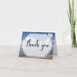 Fett Wolken über Strand Foto mit Abzeichen Vielen  Dankeskarte