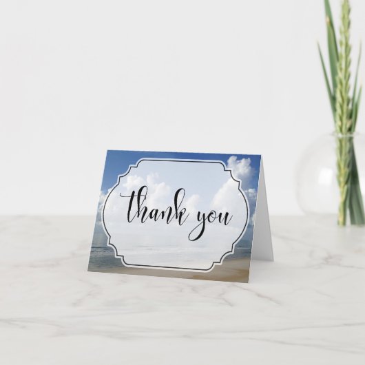 Fett Wolken über Strand Foto mit Abzeichen Vielen  Dankeskarte (Vorderseite)