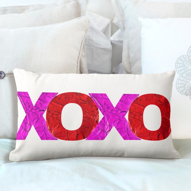 Fett XOXO Liebe Rosa Rosa Foil Valentinstag Einfac Lendenkissen (Von Creator hochgeladen)