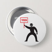 Fett Yes Signieren Minimalistisches Strichmännchen Button (Vorne & Hinten)