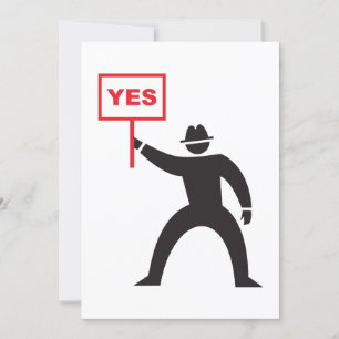 Fett Yes Signieren Minimalistisches Strichmännchen Einladung