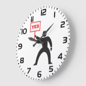 Fett Yes Signieren Minimalistisches Strichmännchen Große Wanduhr (Winkel)
