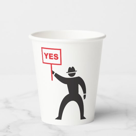 Fett Yes Signieren Minimalistisches Strichmännchen Pappbecher (Vorderseite)