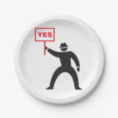 Fett Yes Signieren Minimalistisches Strichmännchen Pappteller (Vorderseite)