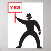 Fett Yes Signieren Minimalistisches Strichmännchen Poster (Vorne)
