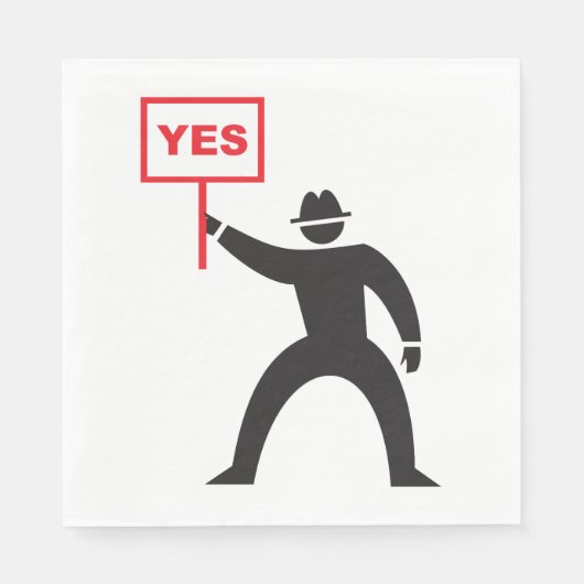 Fett Yes Signieren Minimalistisches Strichmännchen Serviette (Vorderseite)