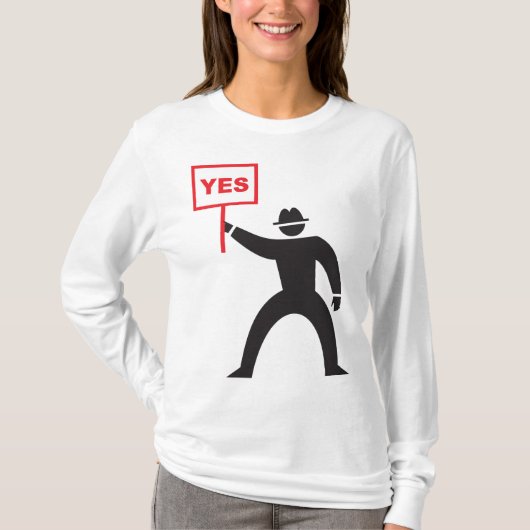 Fett Yes Signieren Minimalistisches Strichmännchen T-Shirt (Vorderseite)