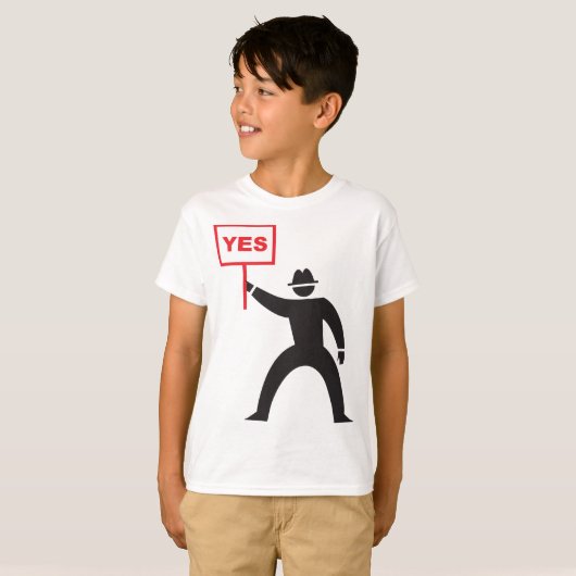 Fett Yes Signieren Minimalistisches Strichmännchen T-Shirt (Vorne ganz)